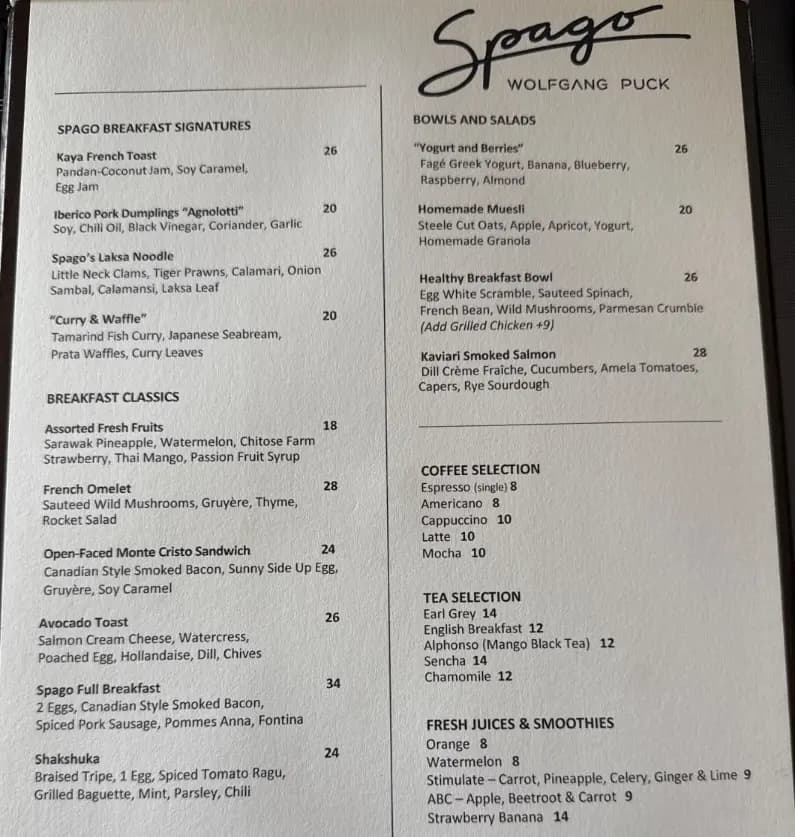Original restaurant menu photo — plain text, no images